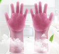 Silicone heat-resistant cleaning gloves with sponge texture for scrubbing dishes