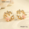 Flower petal stud earrings in 18K stainless steel with electroplated finish