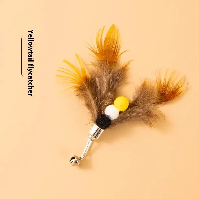 Three steel wire cat toy replacement heads with small flying insects design in different colour combinations