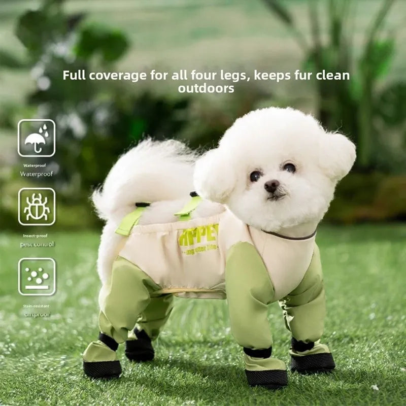 Waterproof reflective stripe dog pants with anti-slip paw soles for small medium dogs