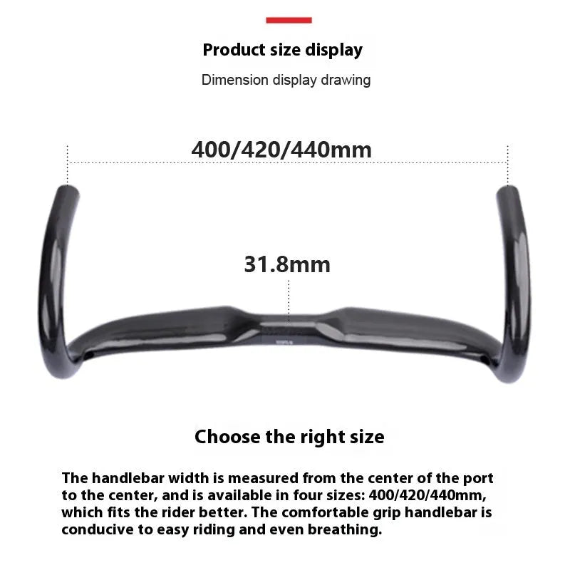 Carbon fibre road bicycle drop handlebar in black grey silver, shown in UD matte and bright finishes