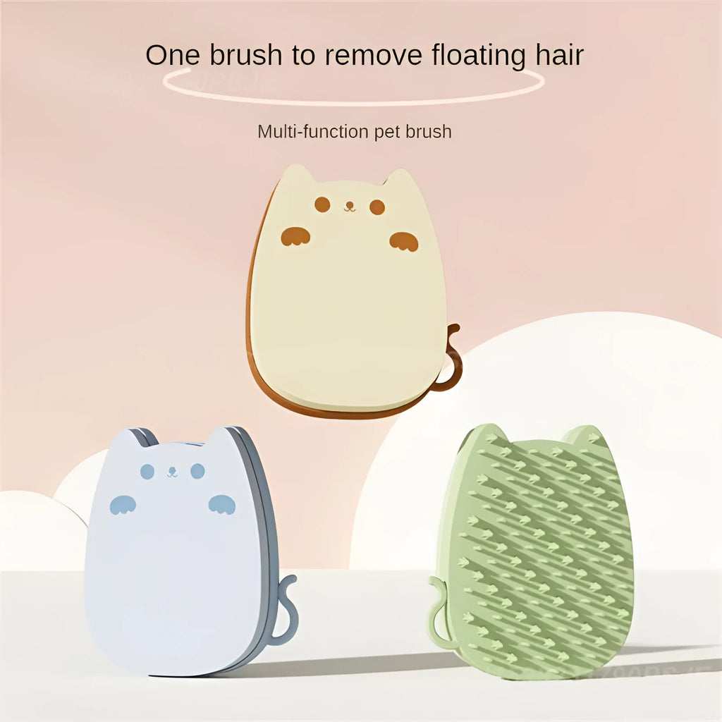 Blue sponge and silicone pet grooming brush with comb teeth for cat and dog hair removal
