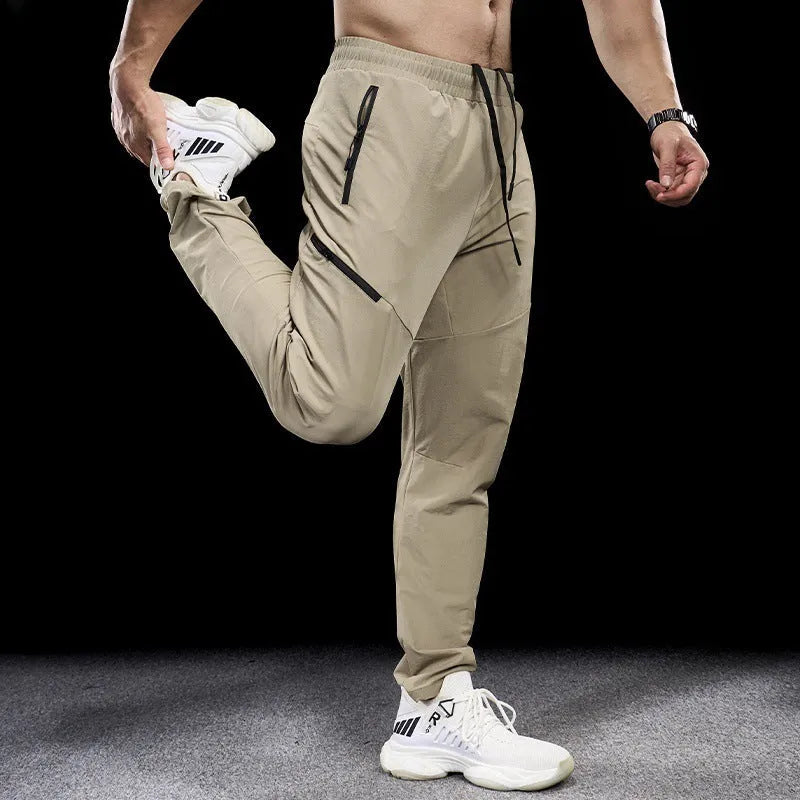 Men's waterproof quick-drying exercise trousers in nylon fabric, mid waist design