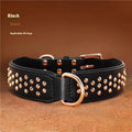 Leather dog collar with visible rivets in black, chocolate or pink for medium to large breeds