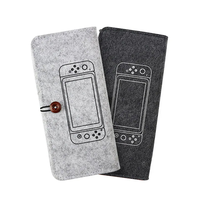 Black soft felt carrying pouch case for Nintendo Switch with game card slots