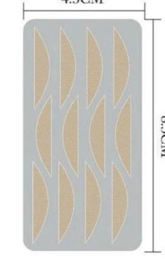 Box of no-glue eyelid stickers in three sizes L, M, and S made from non-woven fabric.