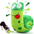 Velvet dog puzzle toy with squeaker in transformable snail and stick shapes for foraging training