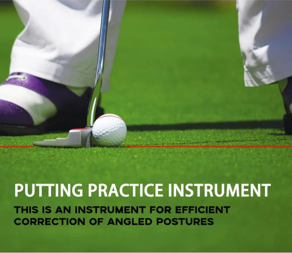 Black golf laser aiming instrument attached to putter for alignment practice