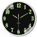 8 inch diameter luminous wall clock with modern plastic design in three colour options for living room or office
