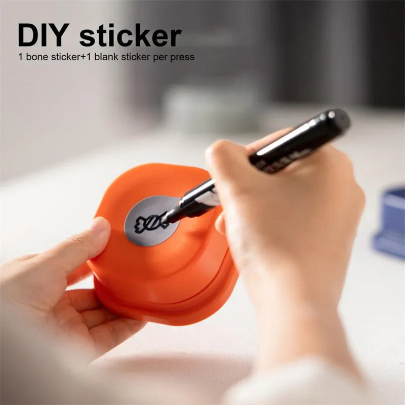 Pet communication button in orange, blue, grey, and yellow with optional 4-grid mat