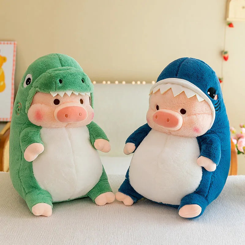 Adorkable Transformation Pig Plush Toy in Dinosaur Style with soft fabric, 33cm height