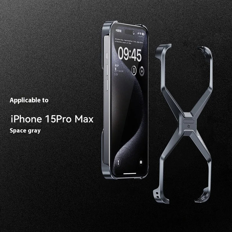 Aluminium alloy hollow phone case for Apple iPhone, frameless heat dissipation, Gray colour