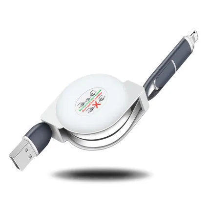 3 in 1 telescopic charging cable extended with titanium alloy connectors and TPE cable