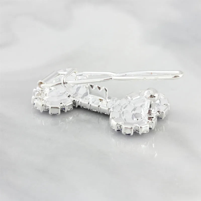 White pet barrette with diamond dog bone ornament, size S, for small dogs and cats