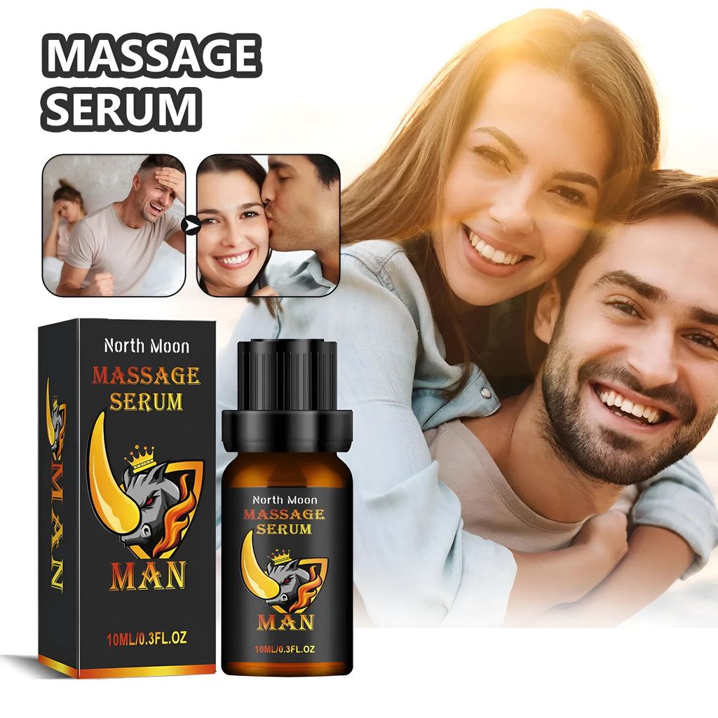 Men's body care essential oil 10ml bottle with mineral oil, jojoba, vitamin E, cocoa butter and ginger root