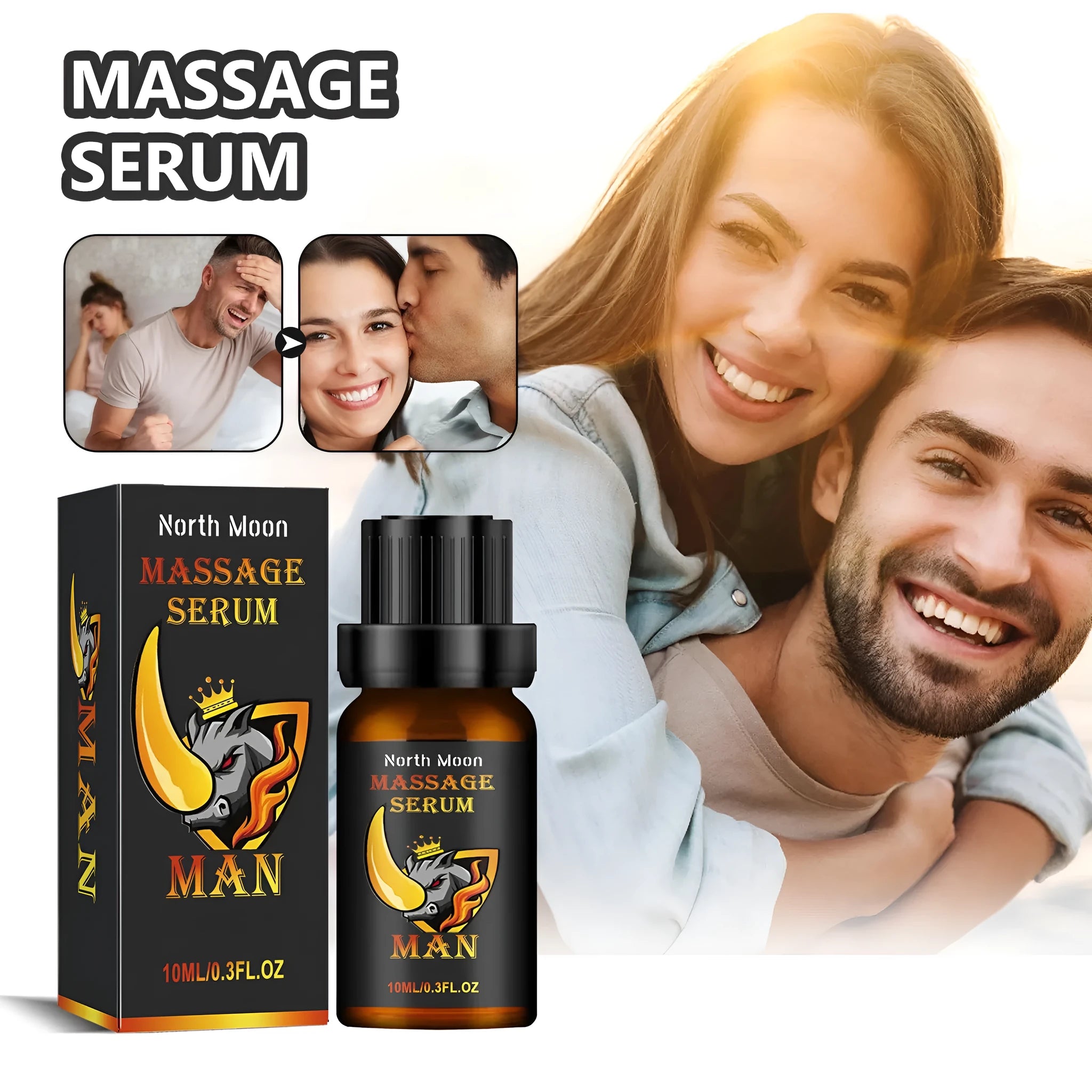 Men's body care essential oil 10ml bottle with mineral oil, jojoba, vitamin E, cocoa butter and ginger root