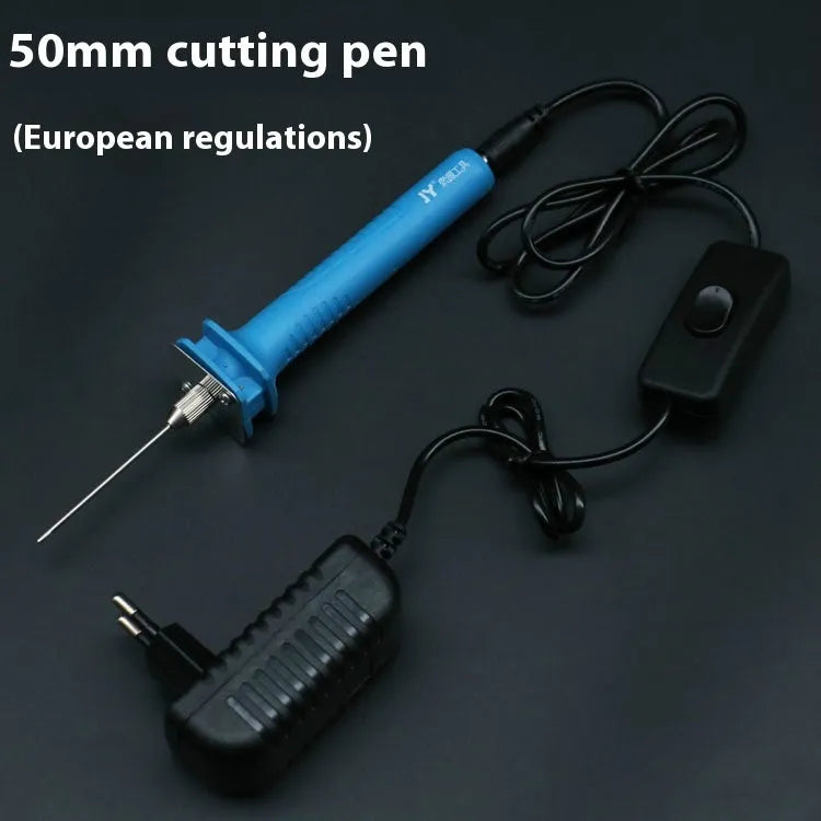 Blue electric heating cutter pen for cutting foam polystyrene boards with plastic handle
