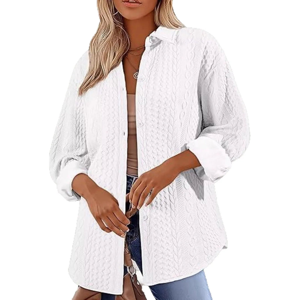 Women's solid colour knit cardigan sweater in polyester fabric