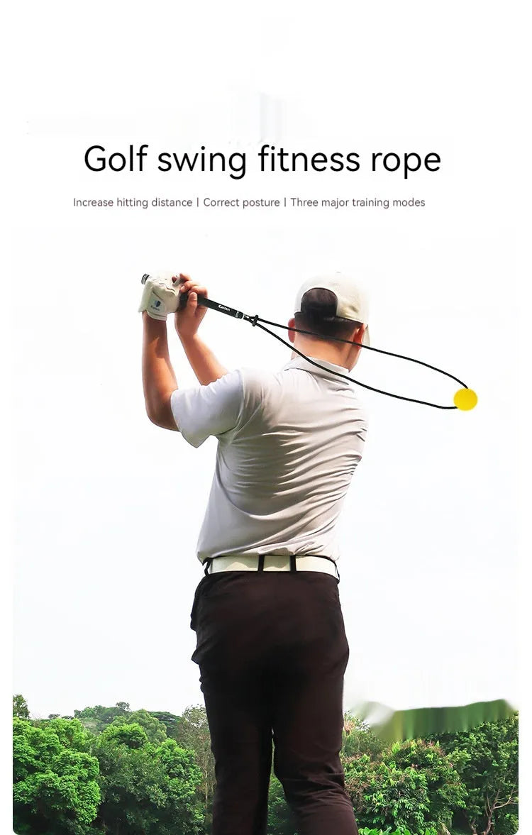 Black golf swing training rope with silicone elastic string for physical correction practice