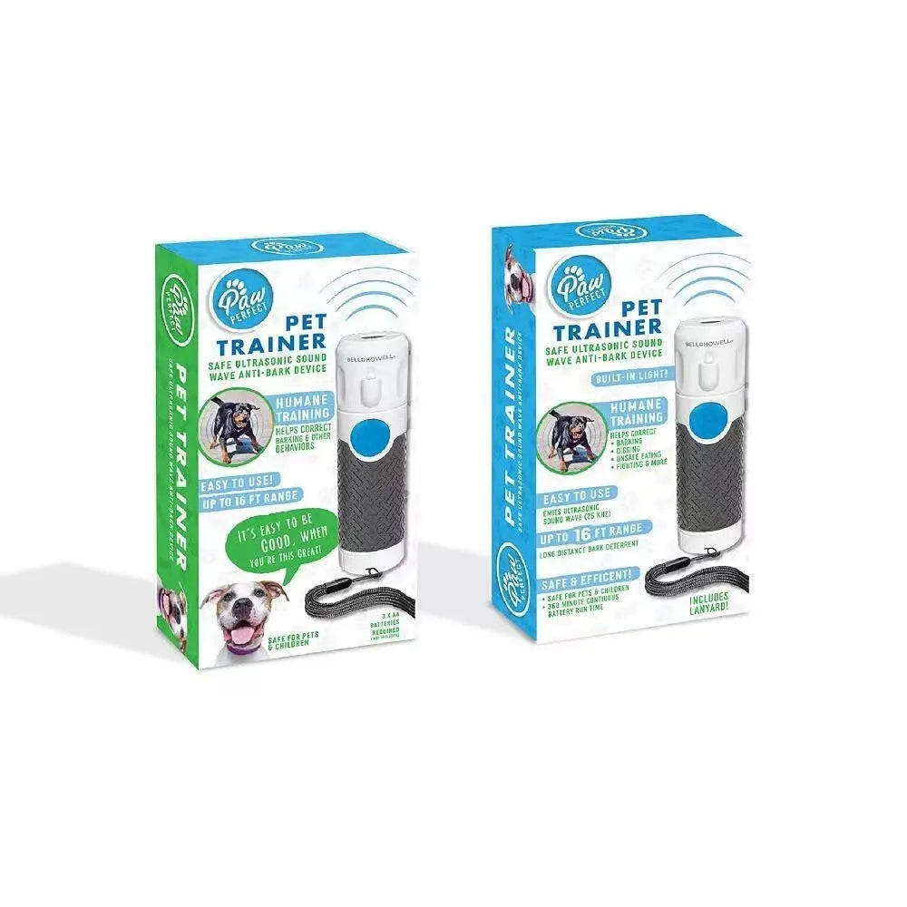 White handheld ultrasonic dog trainer for bark control and behaviour correction