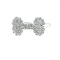 White pet barrette with diamond dog bone ornament, size S, for small dogs and cats