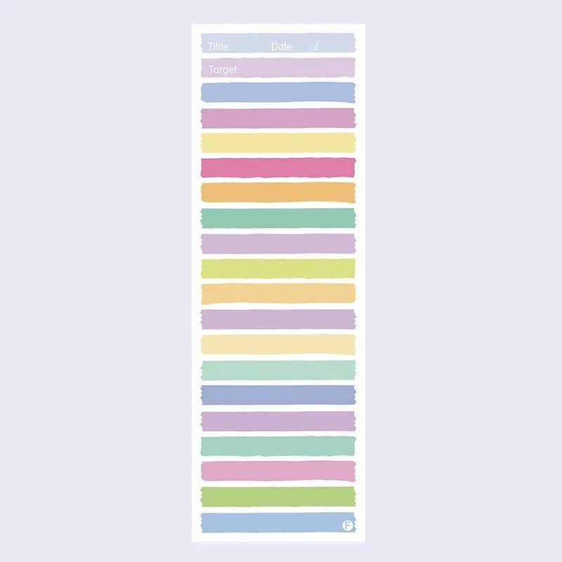 Cartoon colour-striped student notepad in plastic box, A5 size 90x248 mm, blue pink purple yellow designs