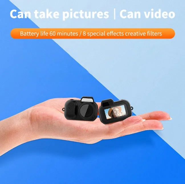Black Y3000 HD sports camera with small display screen, shown with a memory card.