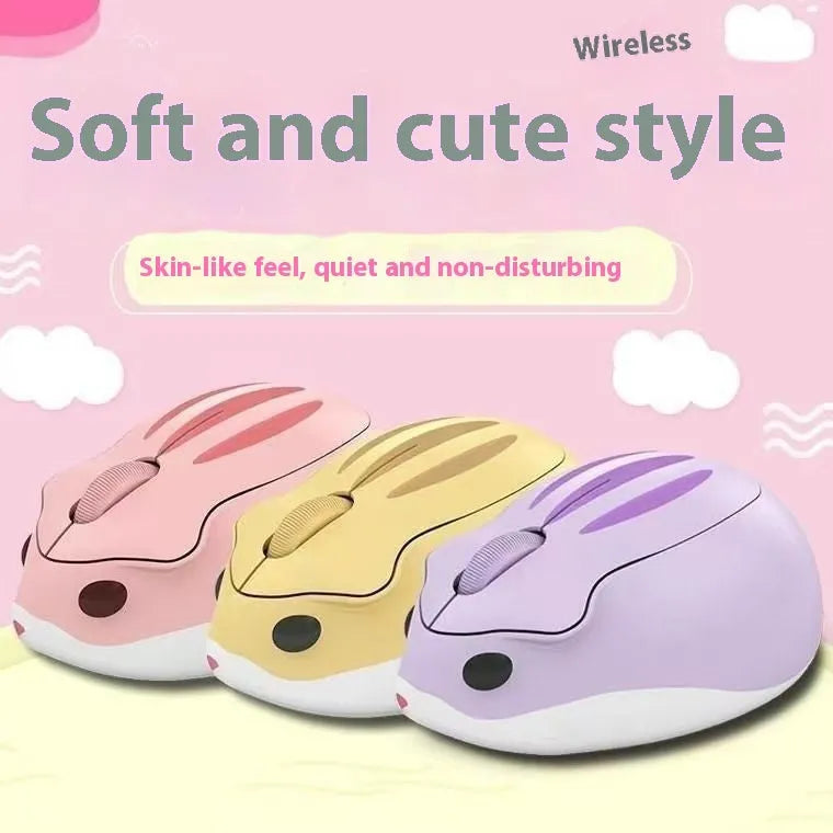 Hamster wireless Bluetooth silent mouse in gray, pink, and yellow colour options