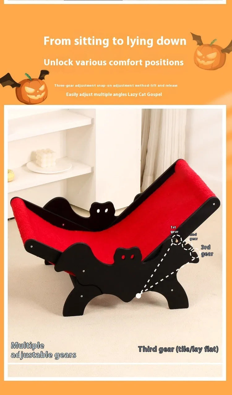 Wooden cat lounge chair MW-054 in black and red colours