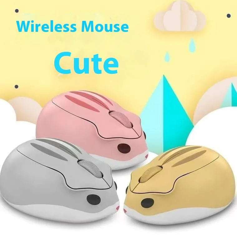 Hamster wireless Bluetooth silent mouse in gray, pink, and yellow colour options
