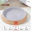 Rattan woven cat nest bed for pets, shown in size L for large cats.