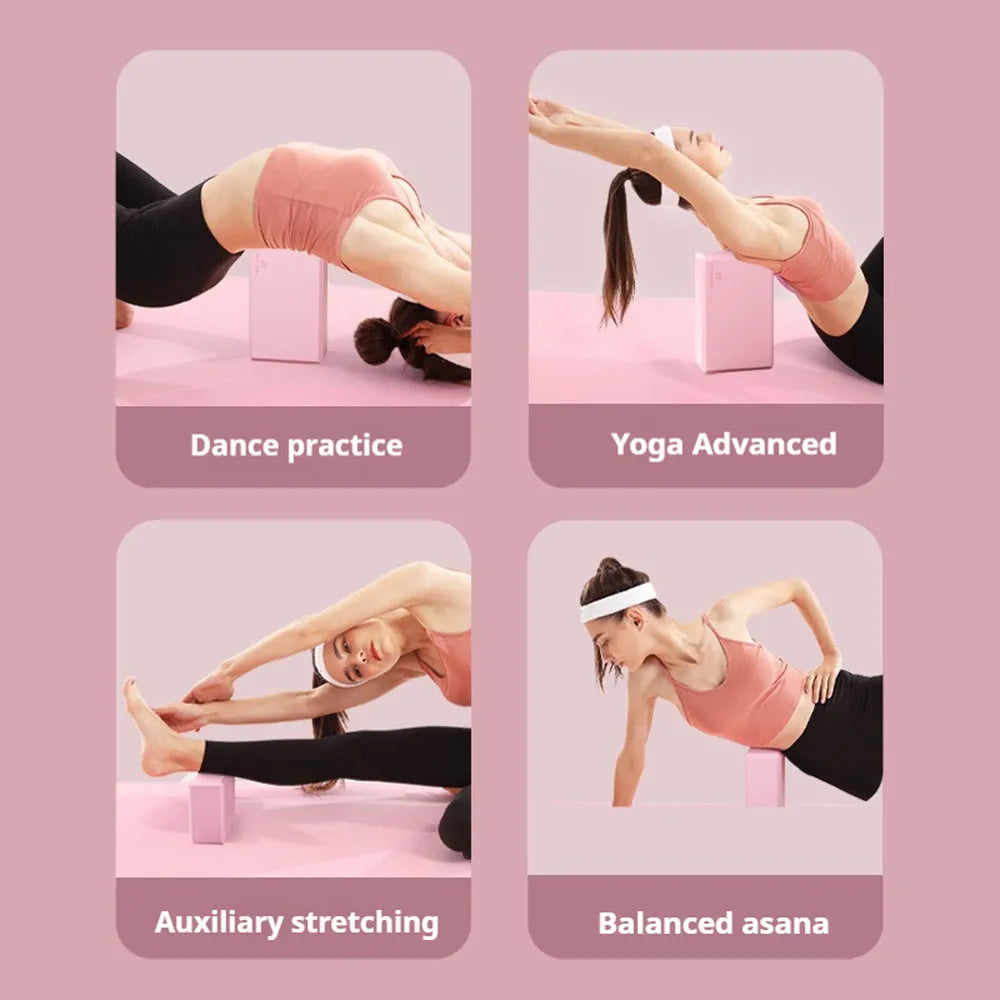 Solid-colour EVA foam yoga block with hexagonal ridges for grip