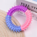 Rubber dog chew toy ring in blue for teething puppies, 10cm diameter