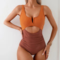 Women's one-piece swimsuit in contrasting colours with nylon fabric and multiple size options