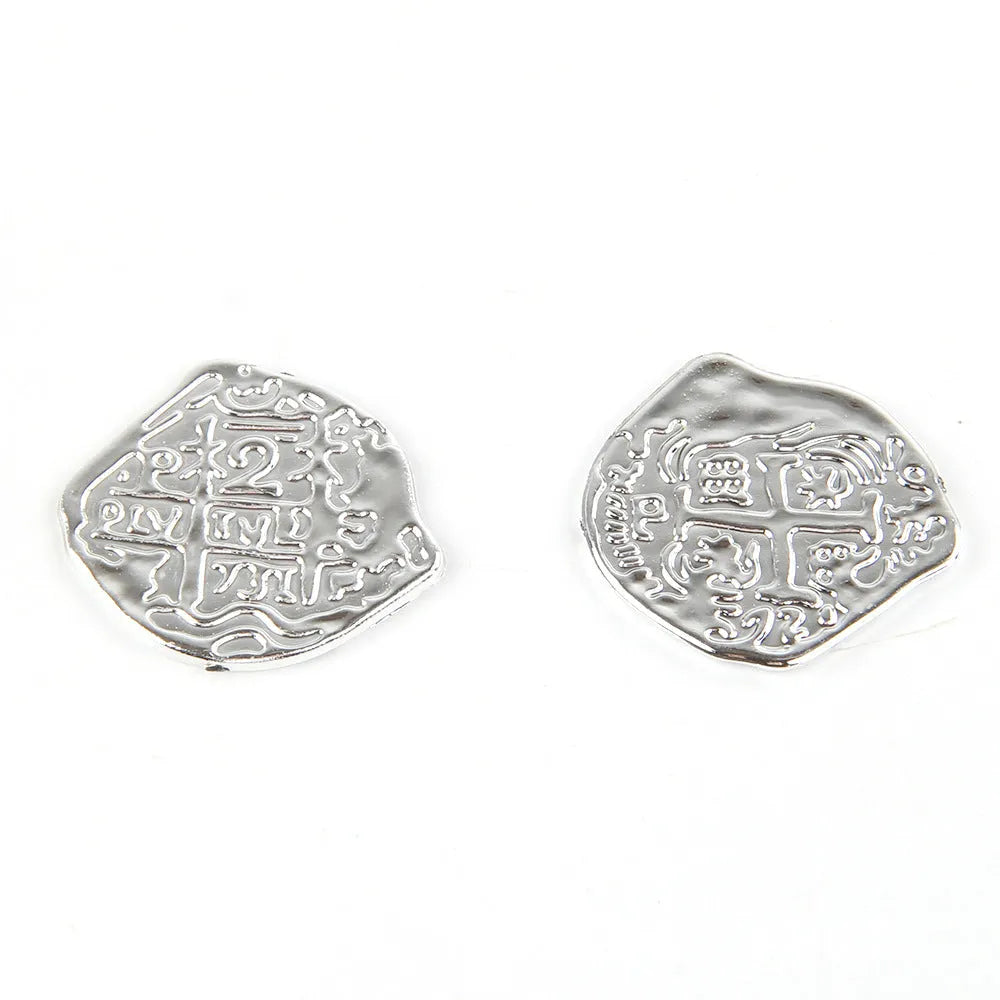 Set of 100 plastic replica Roman coins with electroplated gold, silver, or bronze finish.
