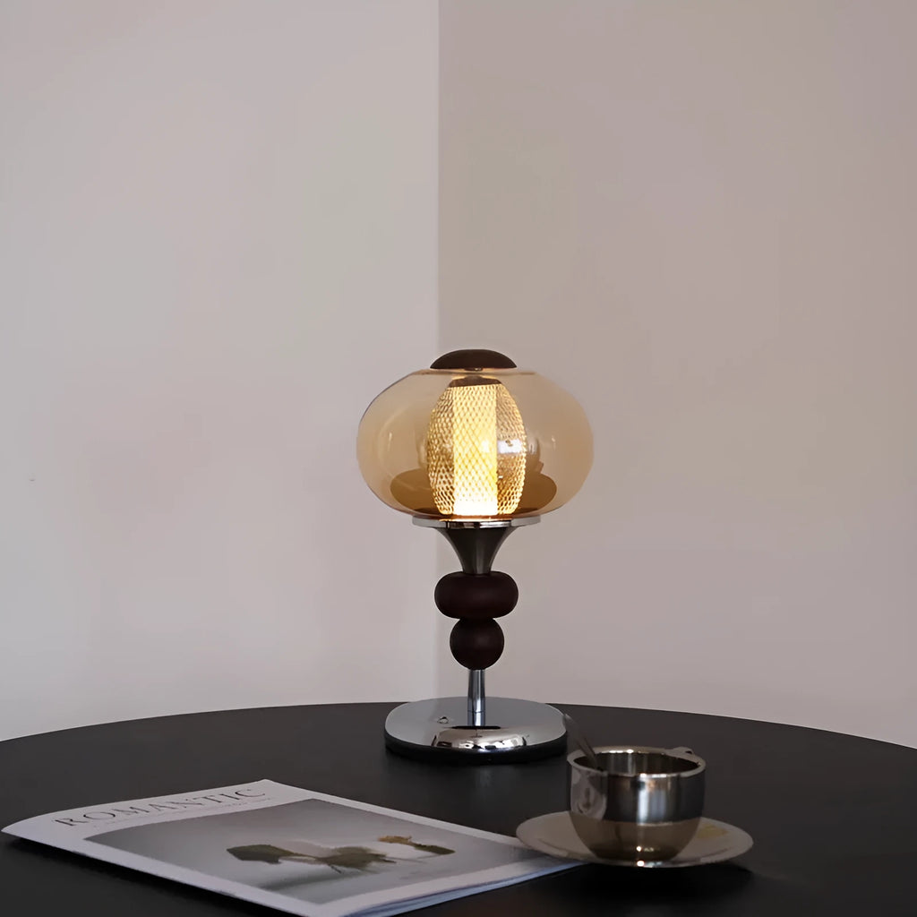 Solid wood palace style desk lamp with touch switch for dimming and colour changing