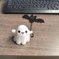 Miniature resin ghost walking dog statue Halloween decoration with ghost holding bat in American style