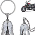 Vintage-style white angel feather design alloy necklace and keychain set.