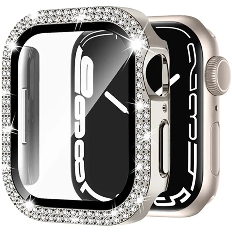 Apple Watch case with double diamond glass peep-proof screen protection in multiple colour options