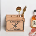 Wooden kitchen storage box with internal dividers for organising knives, forks and chopsticks