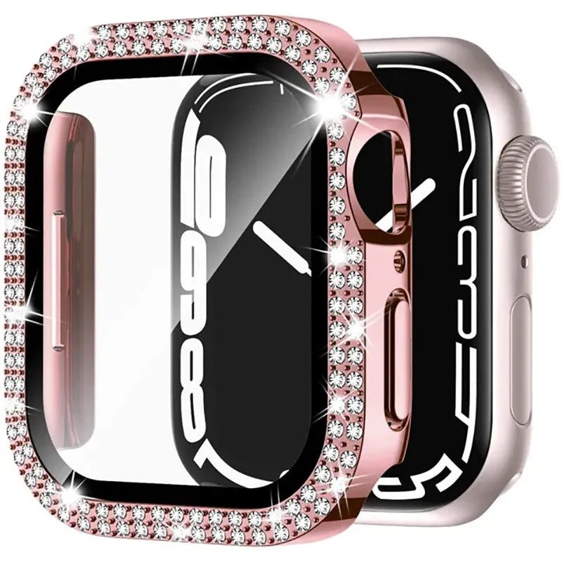 Apple Watch case with double diamond glass peep-proof screen protection in multiple colour options