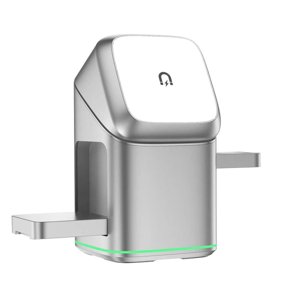 Mobile phone magnetic wireless charging stand showing 180-degree rotation capability