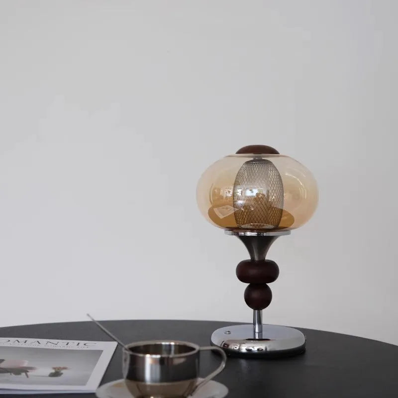 Solid wood palace style desk lamp with touch switch for dimming and colour changing