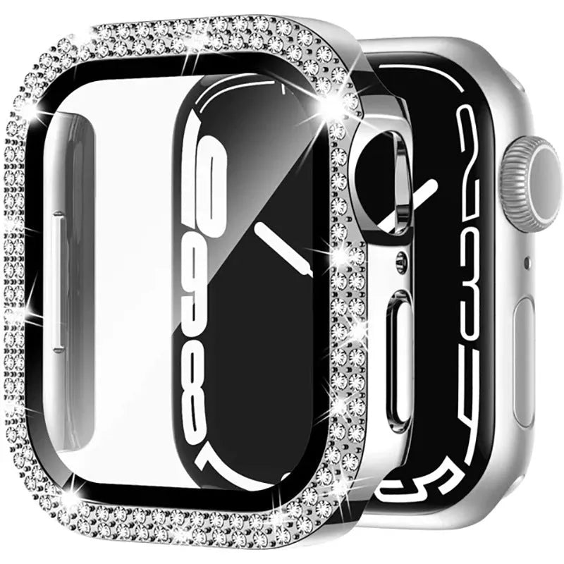 Apple Watch case with double diamond glass peep-proof screen protection in multiple colour options