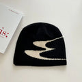 Acrylic thermal knitting beanie cap in black, white, and grey colours for autumn and winter wear