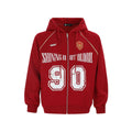 Women's loose American retro style hooded jacket with letter embroidery in a cotton blend fabric.