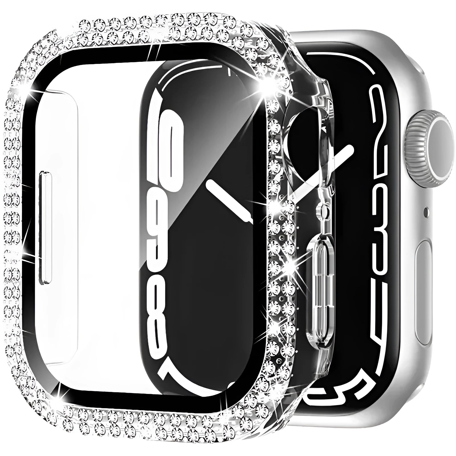 Apple Watch case with double diamond glass peep-proof screen protection in multiple colour options