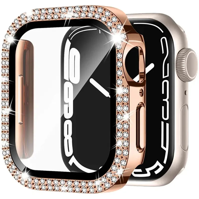 Apple Watch case with double diamond glass peep-proof screen protection in multiple colour options