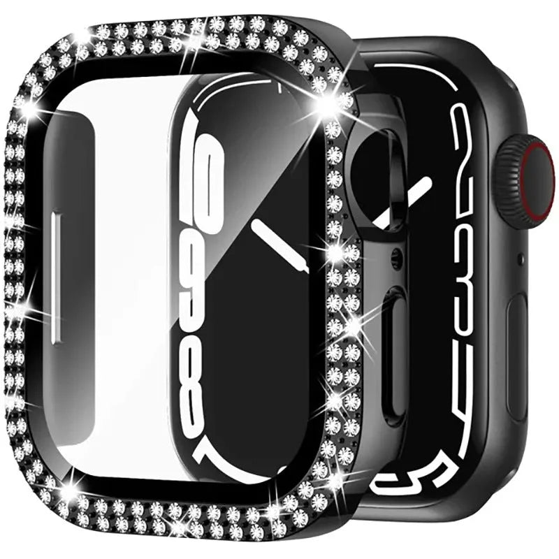 Apple Watch case with double diamond glass peep-proof screen protection in multiple colour options