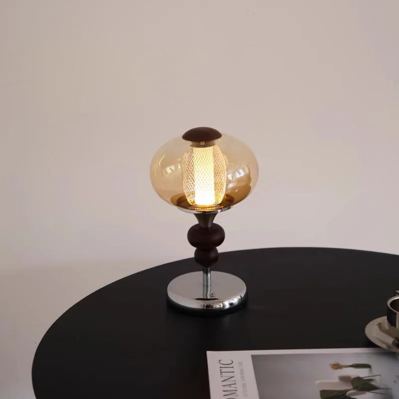 Solid wood palace style desk lamp with touch switch for dimming and colour changing